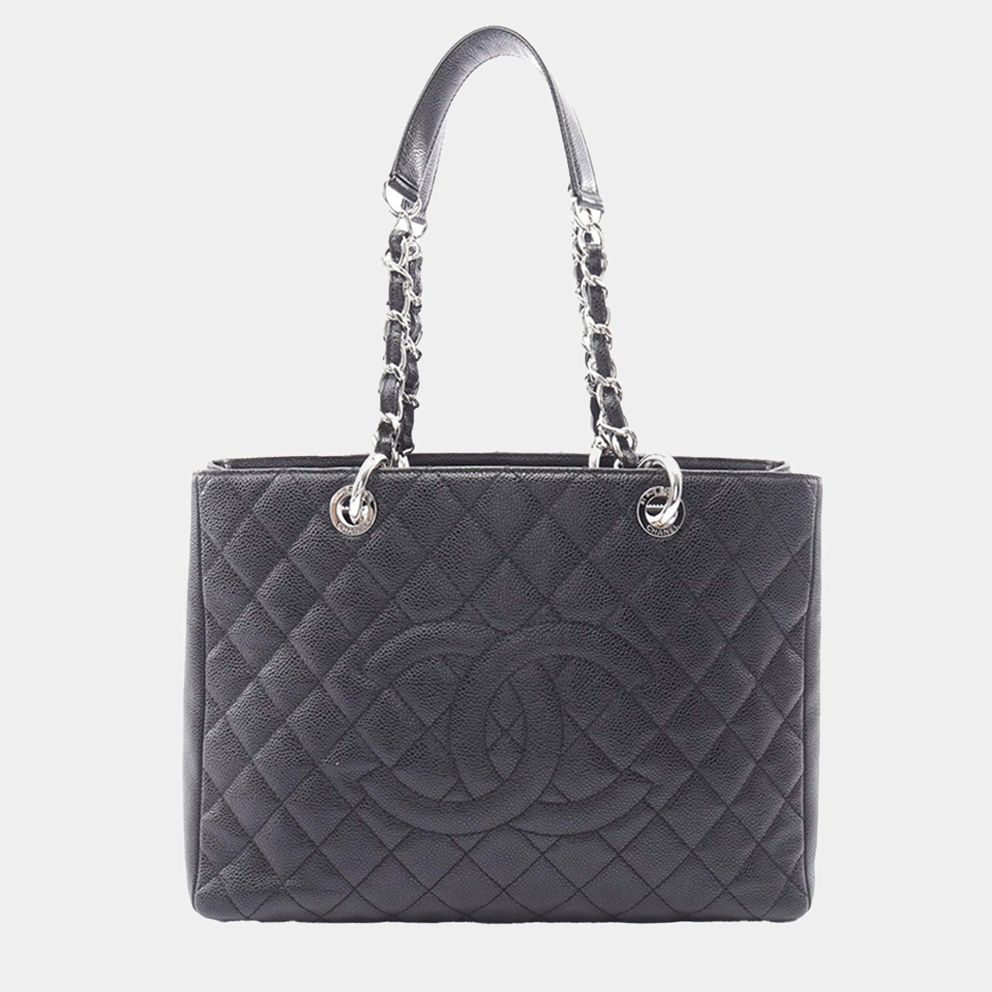 Pre Owned Chanel Black Caviar Grand Shopping Tote