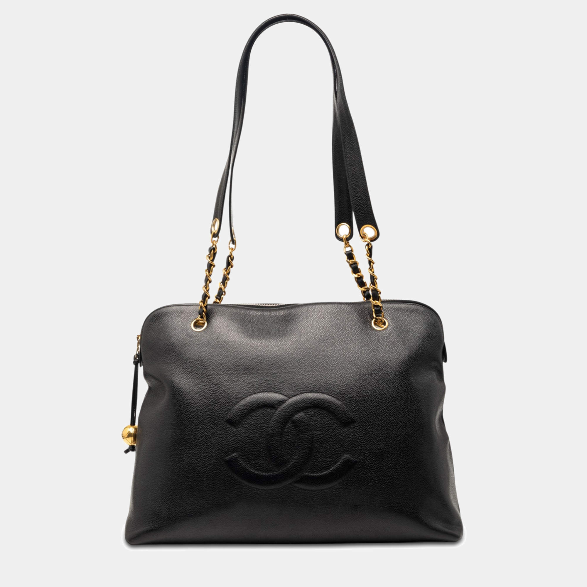 Pre Owned Chanel Black CC Caviar Shoulder Bag