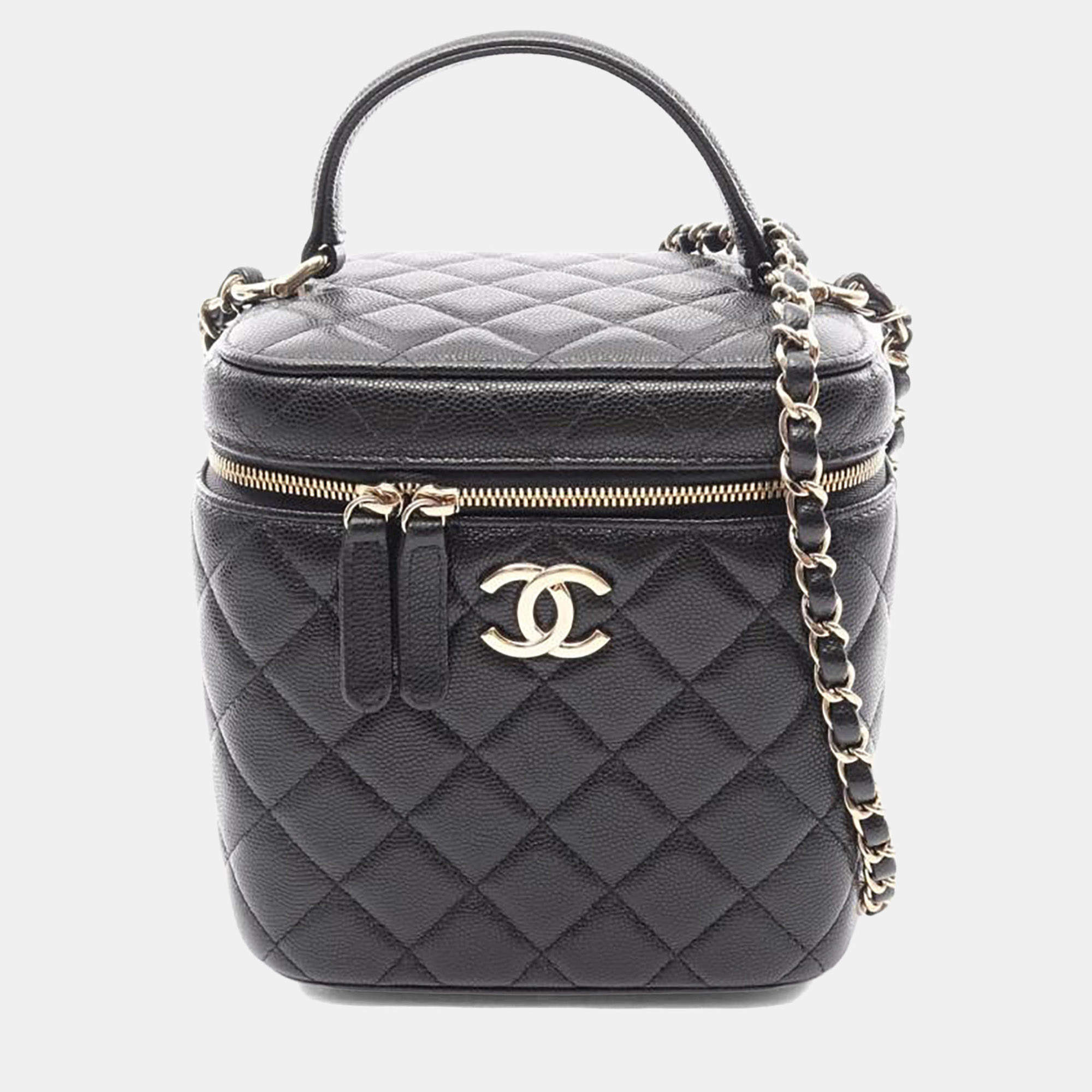 Pre Owned Chanel  Black Leather Shoulder Bag