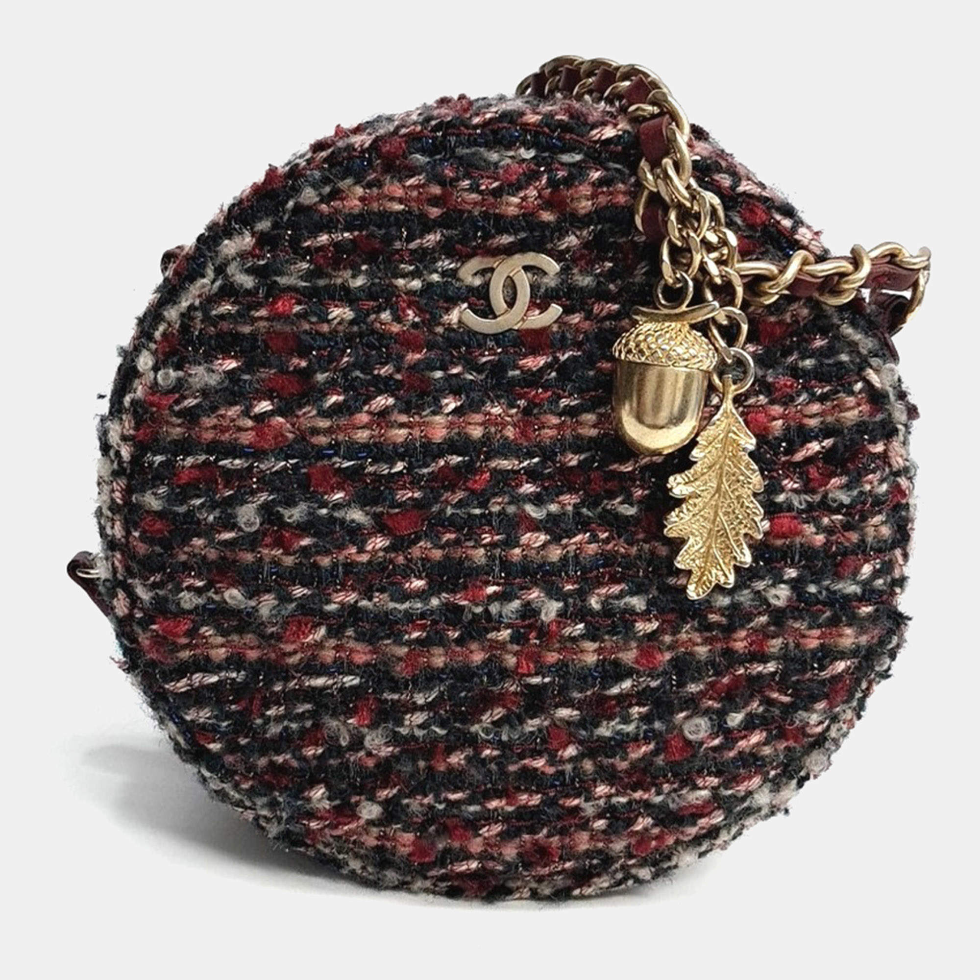 Pre Owned Chanel Multicolor Tweed Round Crossbody Bag