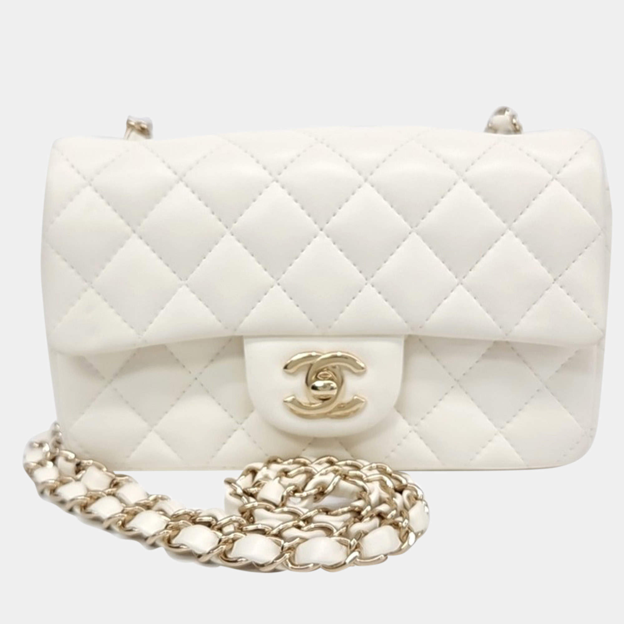 Chanel Classic New Mini, White Lambskin