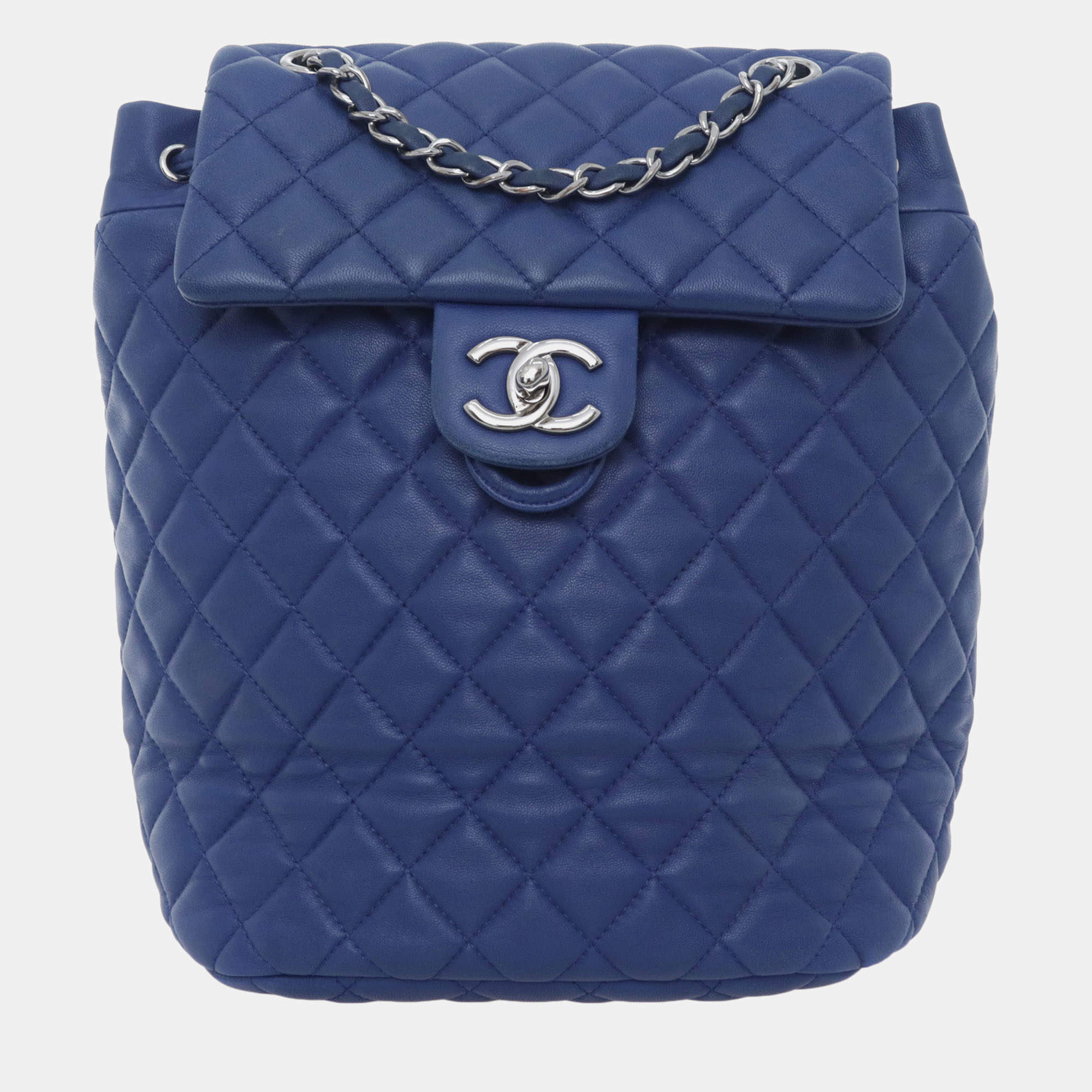 Pre Owned Chanel Blue Calf Leather Quilted Urban Spirit Backpack