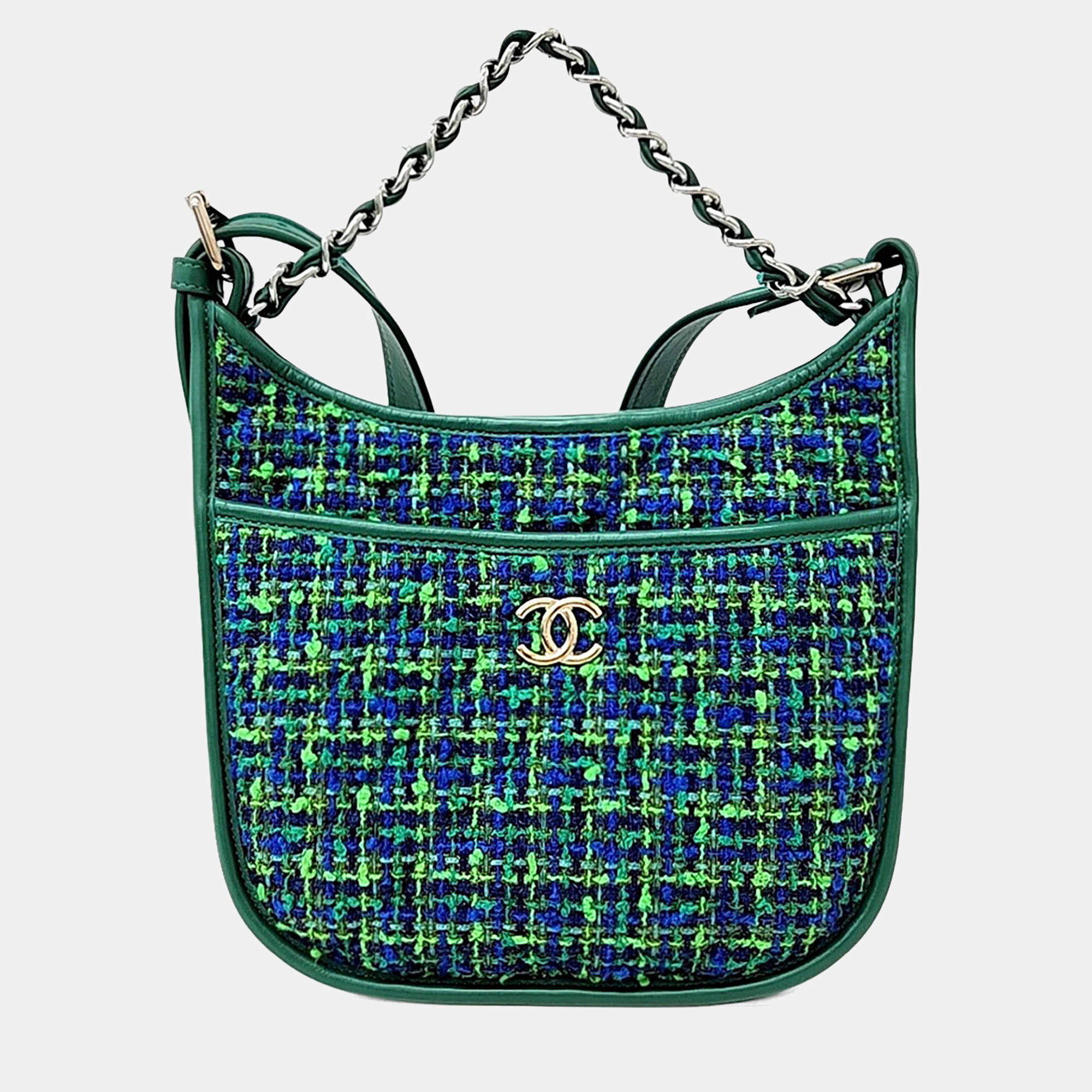 Pre Owned Chanel Tweed Hobo Bag Medium A57641