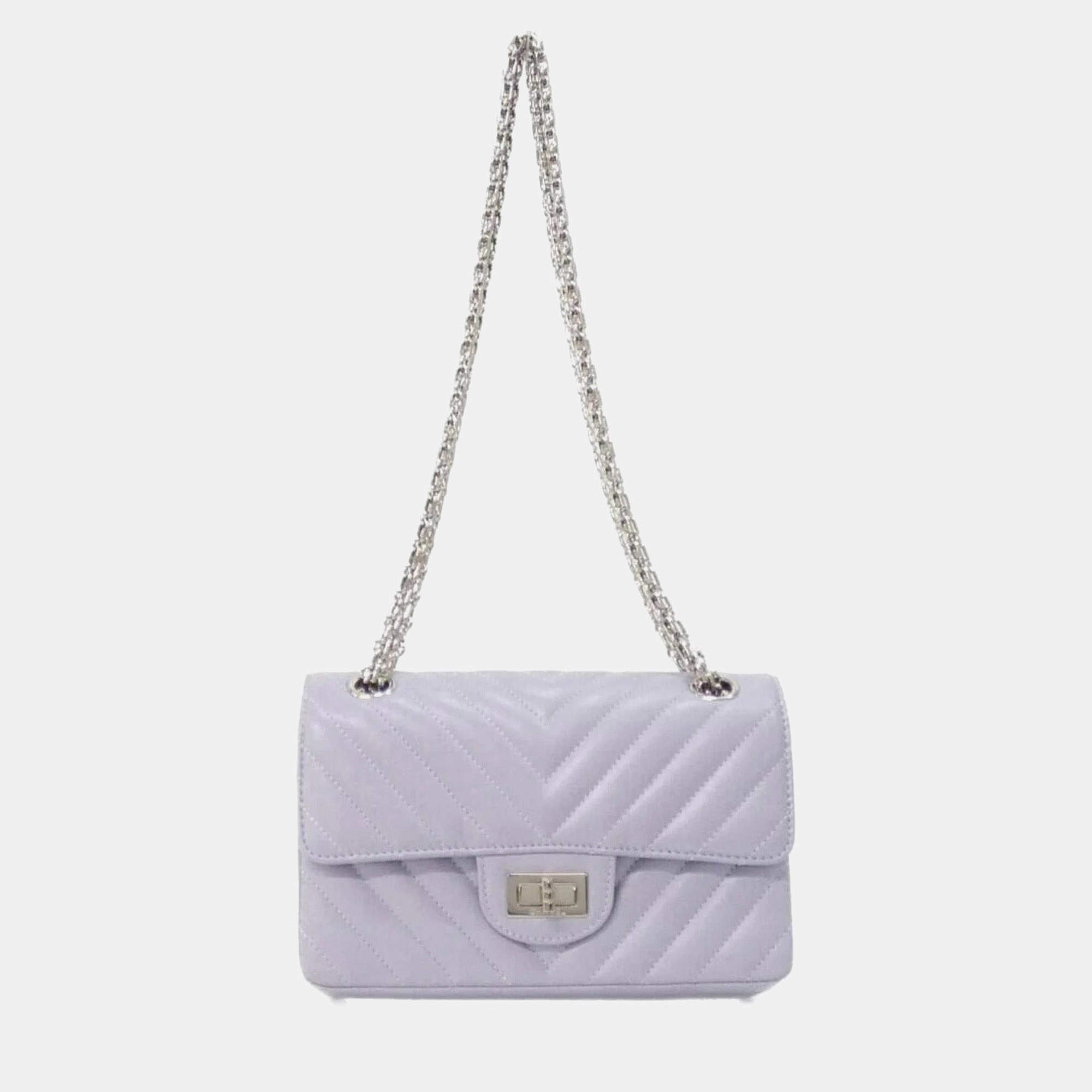 Pre Owned Chanel 2.55 Reissue Mini Light Purple Aged Calfskin Leather Shoulder Bag