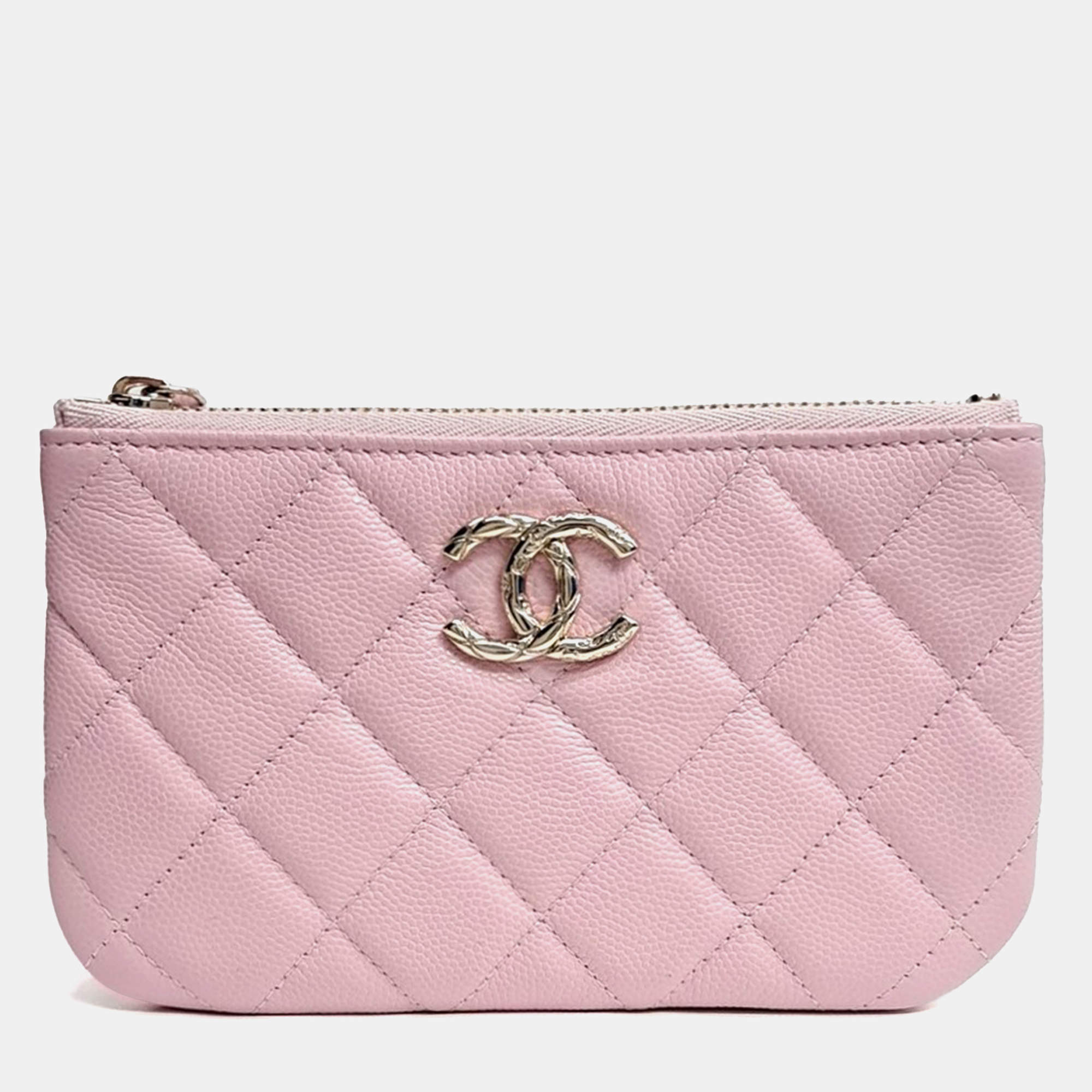Pre Owned Chanel Pink Caviar Leather Pouch AP3980