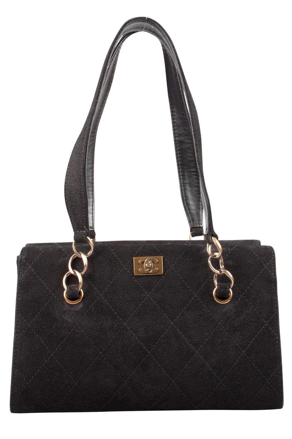 Chanel Black Nubuck Leather Chain Shoulder Bag
