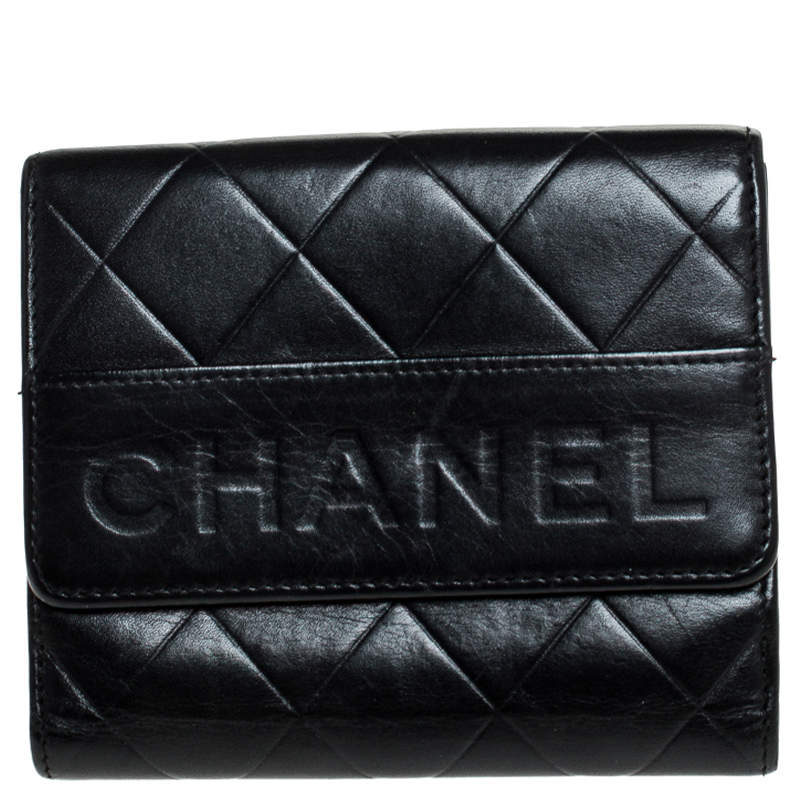 Chanel Black Quilted Leather Compact Wallet