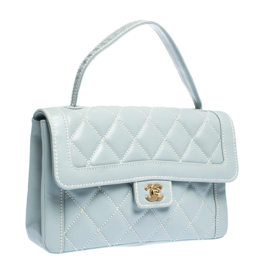 Chanel Powder Blue Wild Stitch Leather Flap Top Handle Bag Chanel