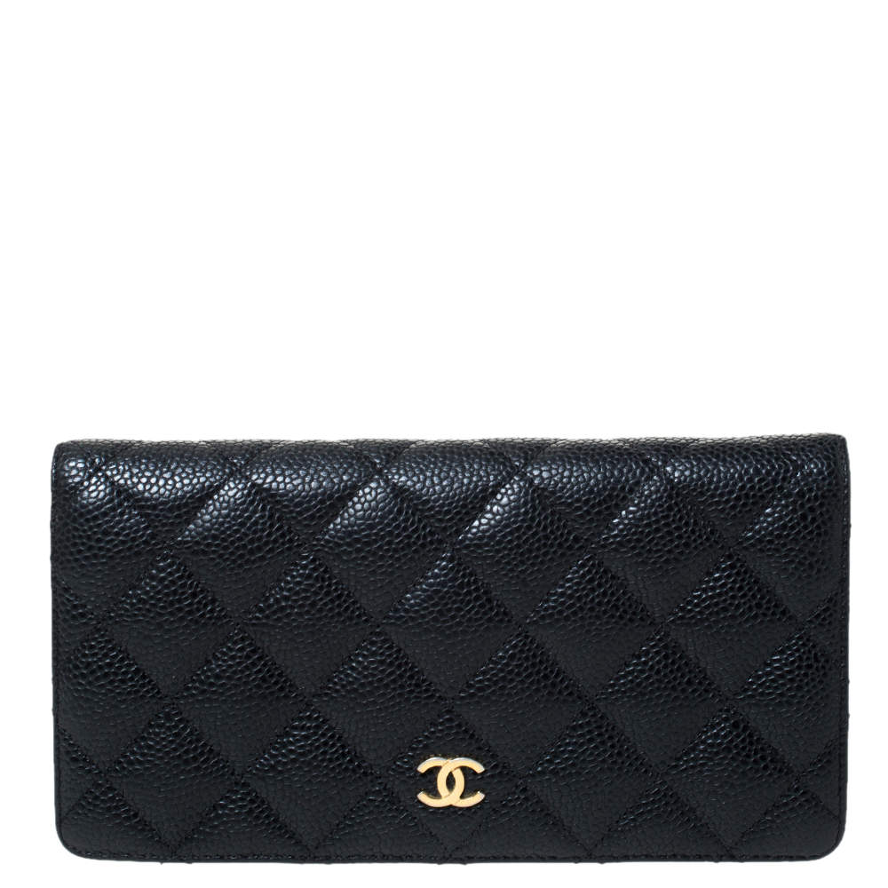 Chanel Black Quilted Caviar Leather L Yen Continental Wallet Chanel | TLC