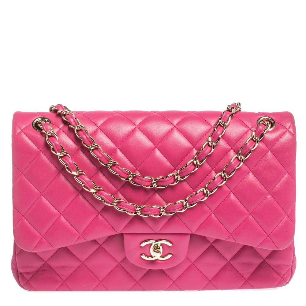 Chanel Pink Quilted Leather Jumbo Classic Double Flap Bag