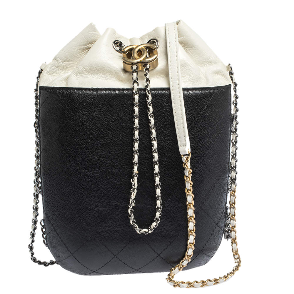 Chanel White Quilted Leather Small Gabrielle Bucket Bag - Yoogi's Closet