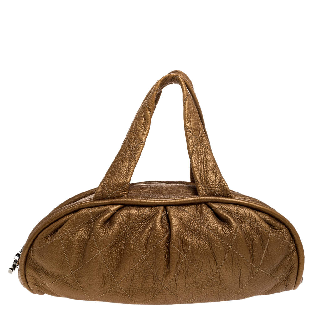 Chanel Golden Brown Quilted Leather Bowler Bag