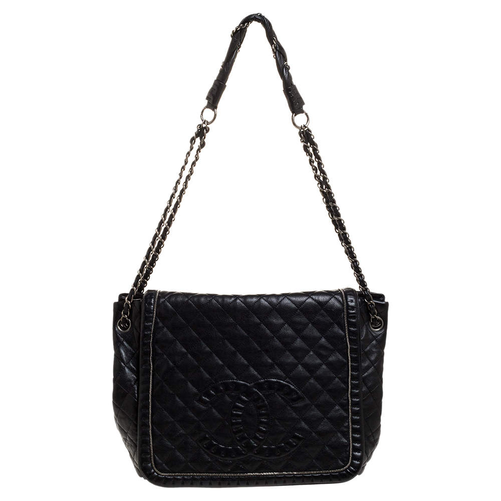 Chanel Black Quilted Leather CC Timeless Accordion Bag