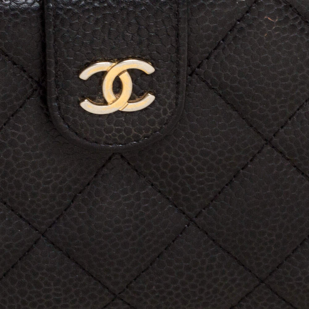 Chanel Black Quilted Caviar Leather L-Zip Wallet Chanel