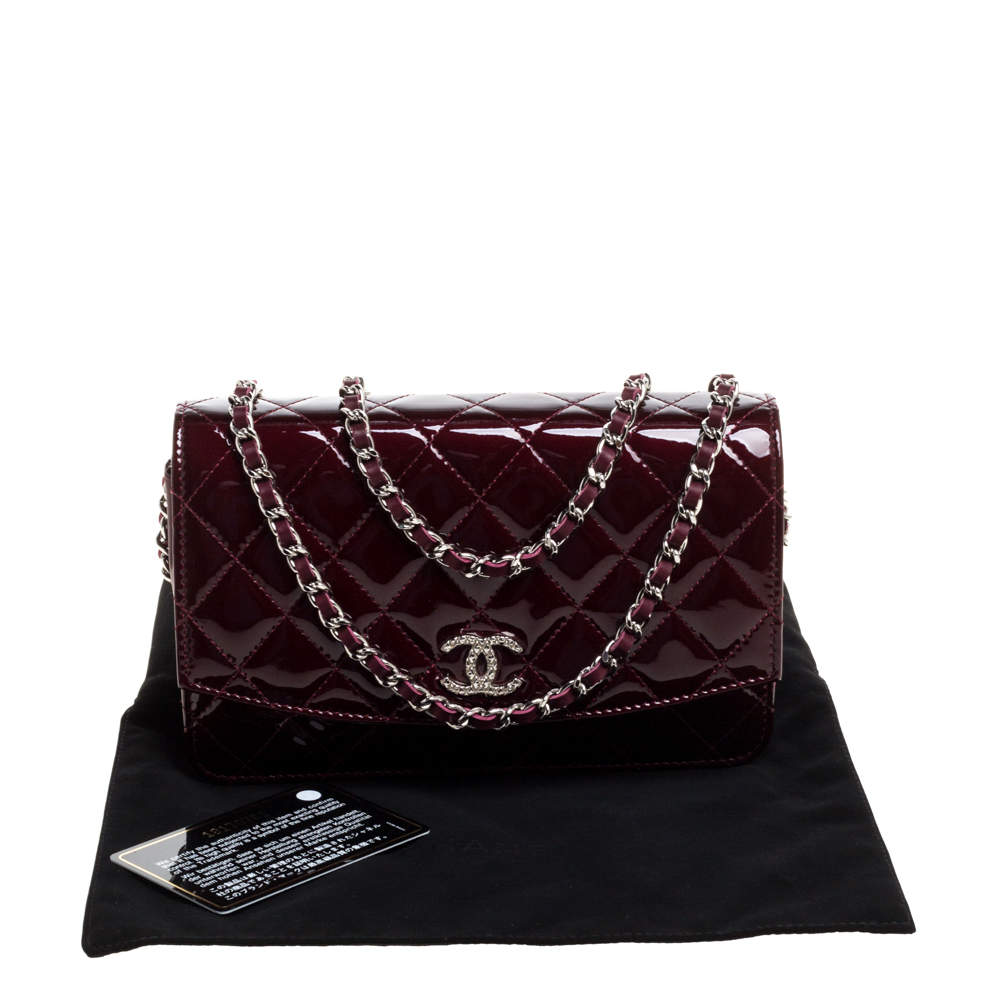 Chanel CC Brilliant Zip-Around Red Quilted Patent Leather Wallet