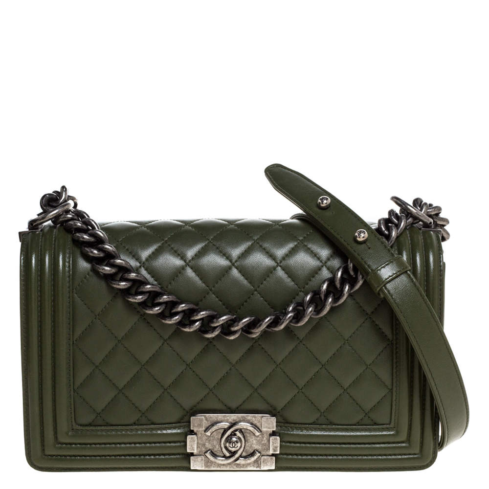 Chanel Green Quilted Leather Medium Boy Flap Bag Chanel The Luxury Closet