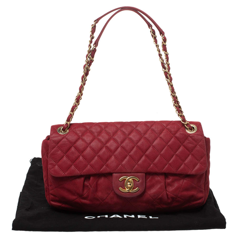 Chanel Red Quilted Iridescent Leather Chic Quilt Flap Bag