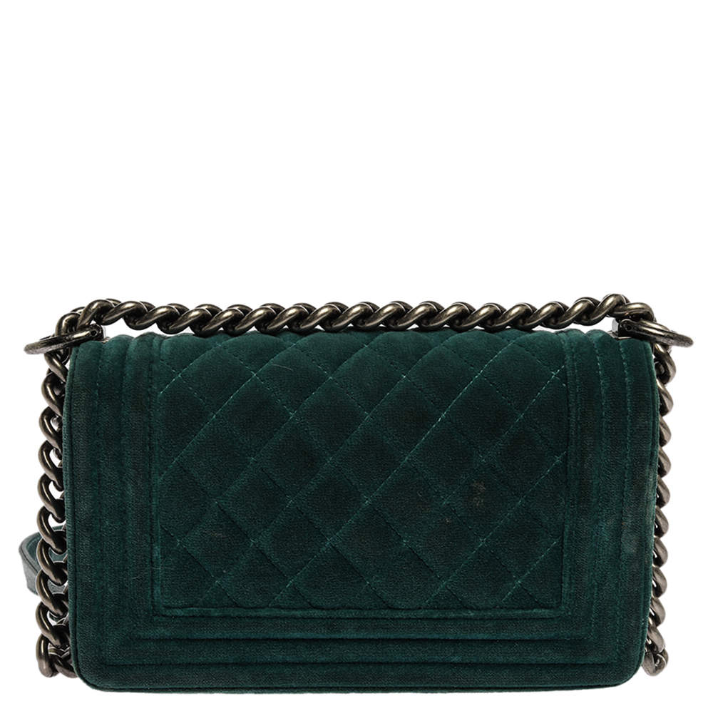 chanel green velvet bag