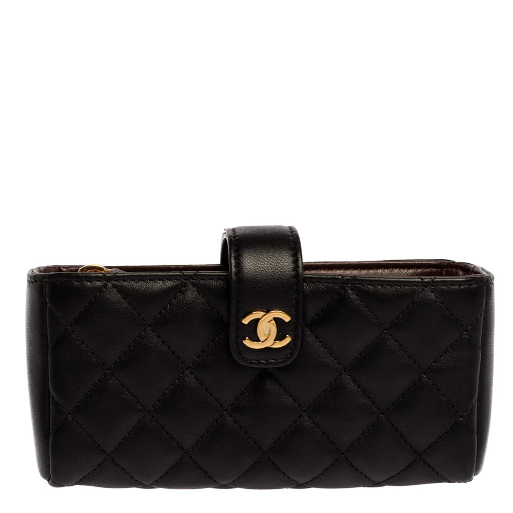 Chanel Black Quilted Leather CC Phone Holder Clutch Chanel | TLC