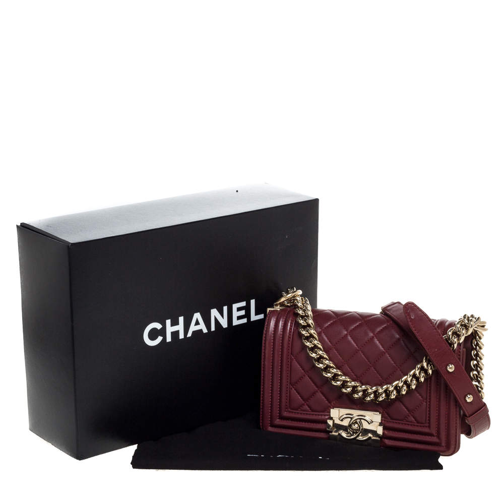 Chanel Wine Red Quilted Leather Small Boy Flap Bag Chanel Tlc