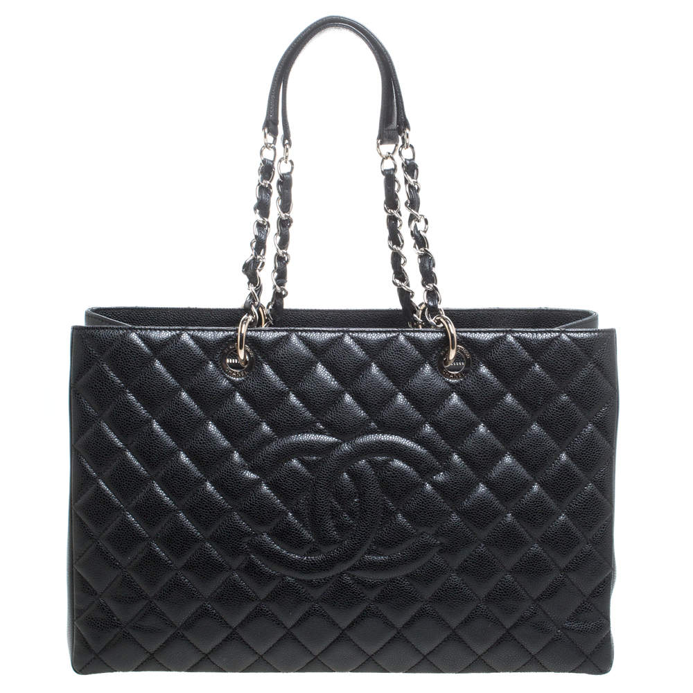 Chanel Black Caviar Leather Grand Shopping Tote