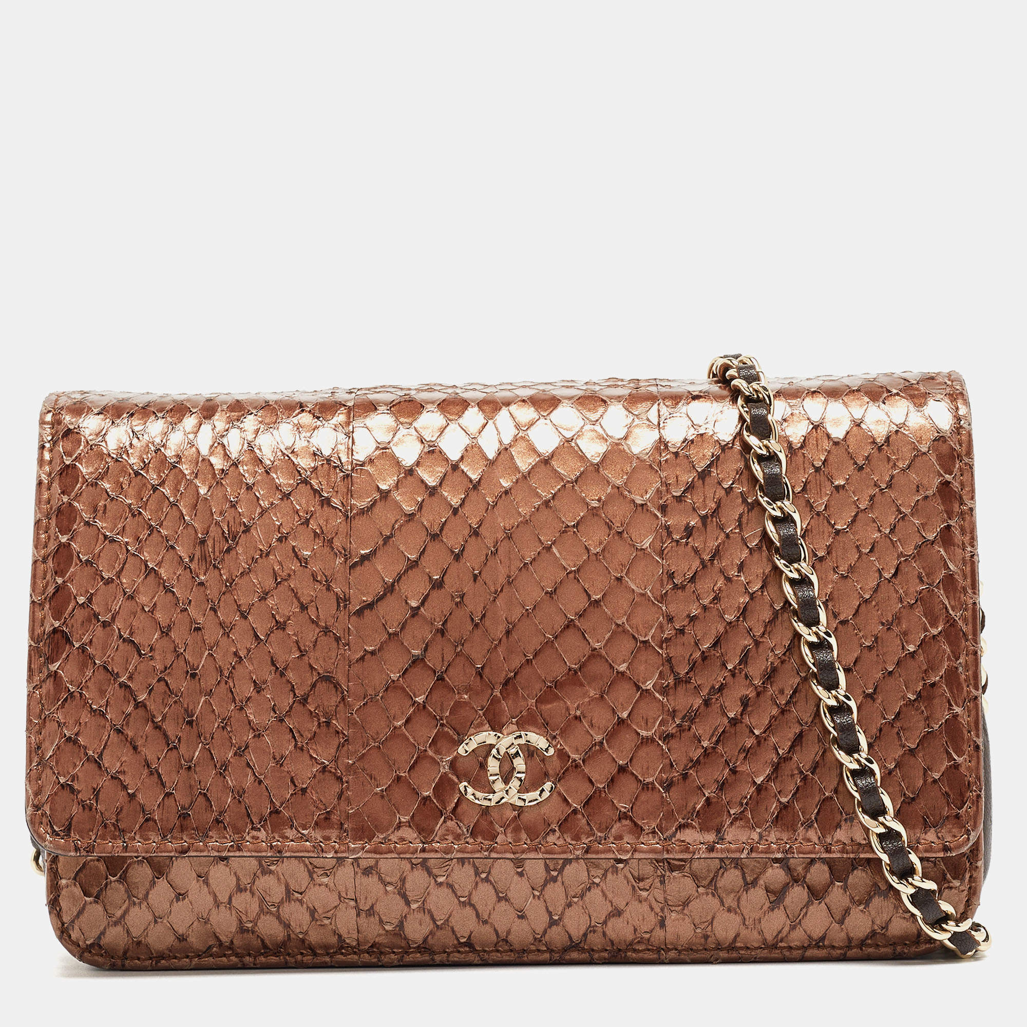 Chanel Metallic Brown Python and Leather WOC Bag