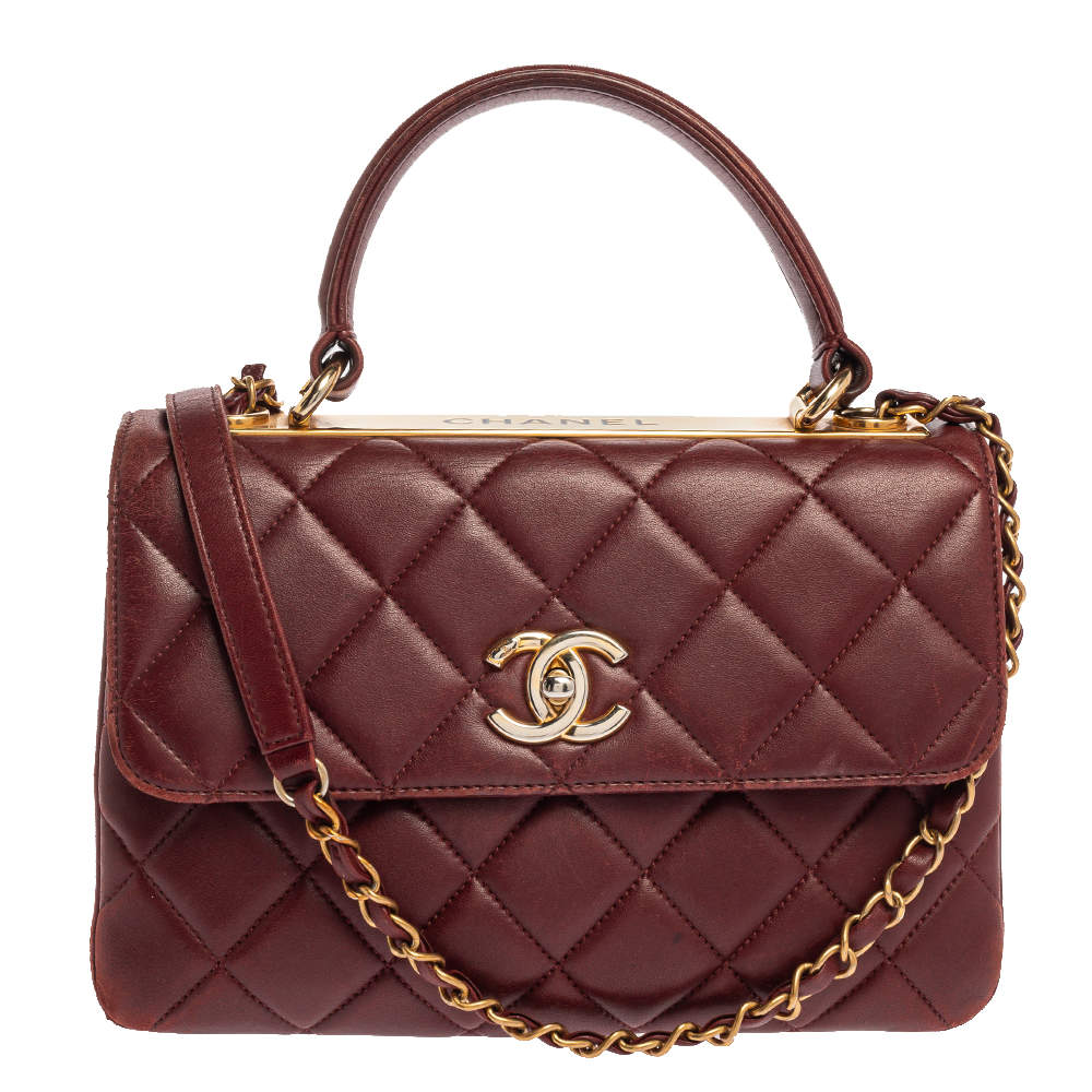 Chanel Red Quilted Leather Small Trendy CC Flap Top Handle Bag Chanel ...