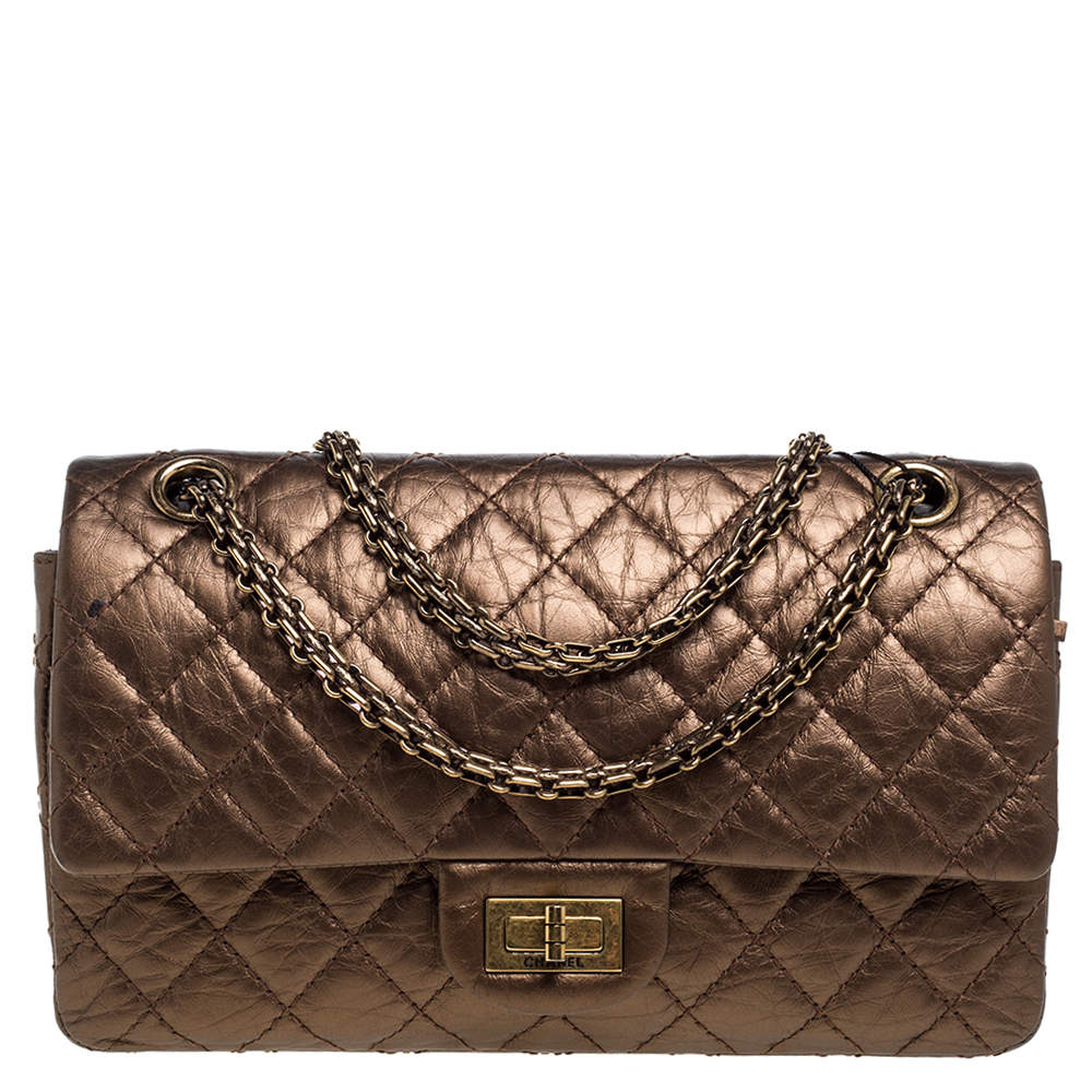 مملوكة مسبقًا Chanel Metallic Bronze Quilted Leather Reissue 2.55 Classic 225 Flap Bag