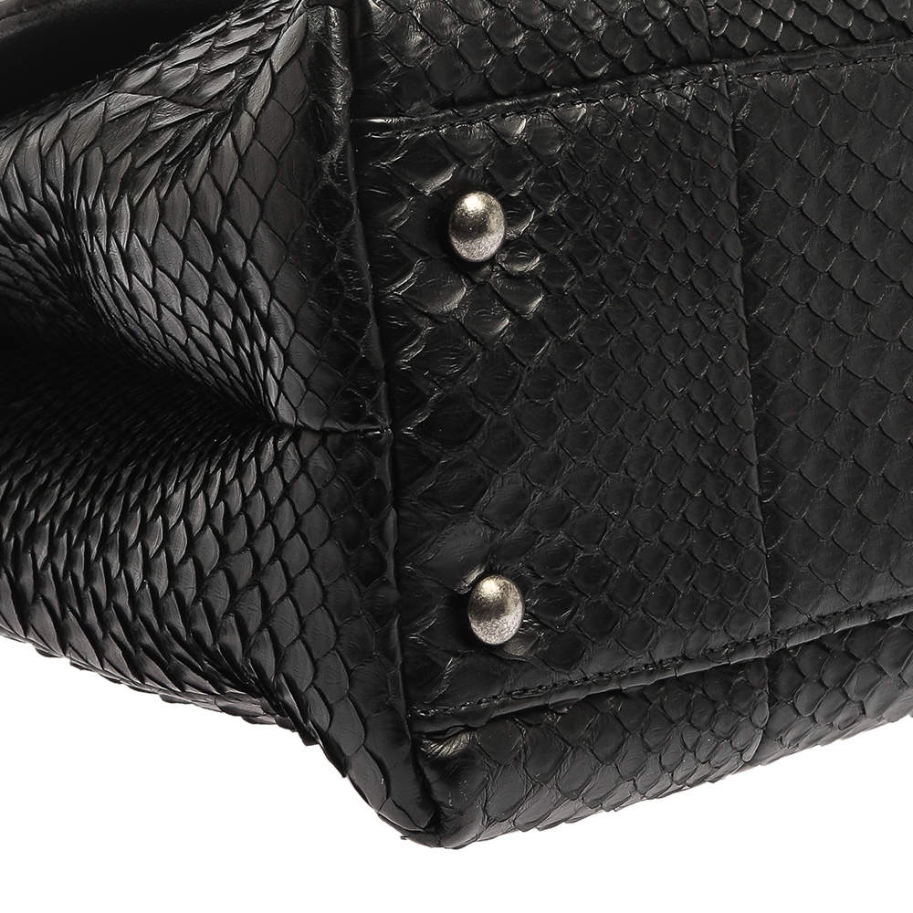Chanel Classic Black Python Medium Double Flap Bag Chanel