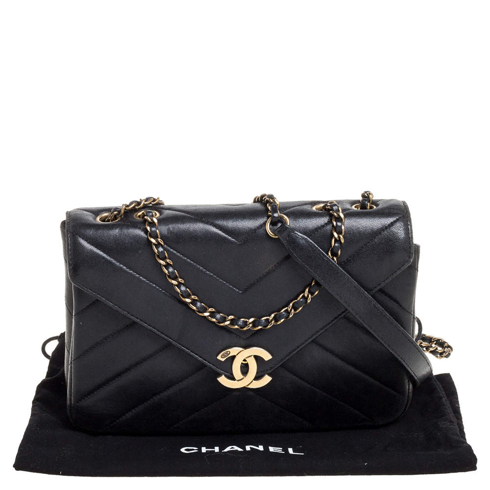 Chanel Black Chevron Leather Coco Envelope Flap Shoulder Bag Chanel | TLC