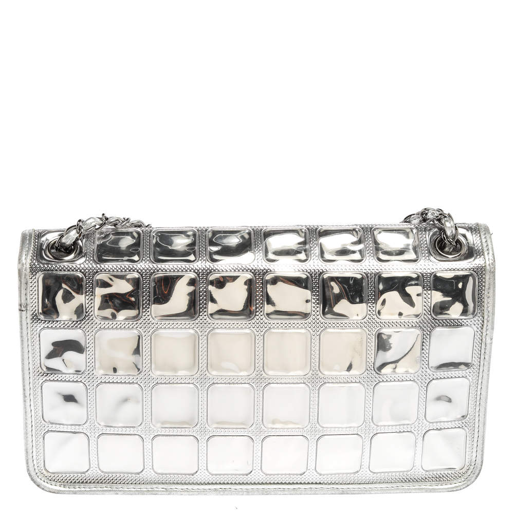 Chanel Silver Leather Ice Cube Limited Edition Flap Bag Chanel