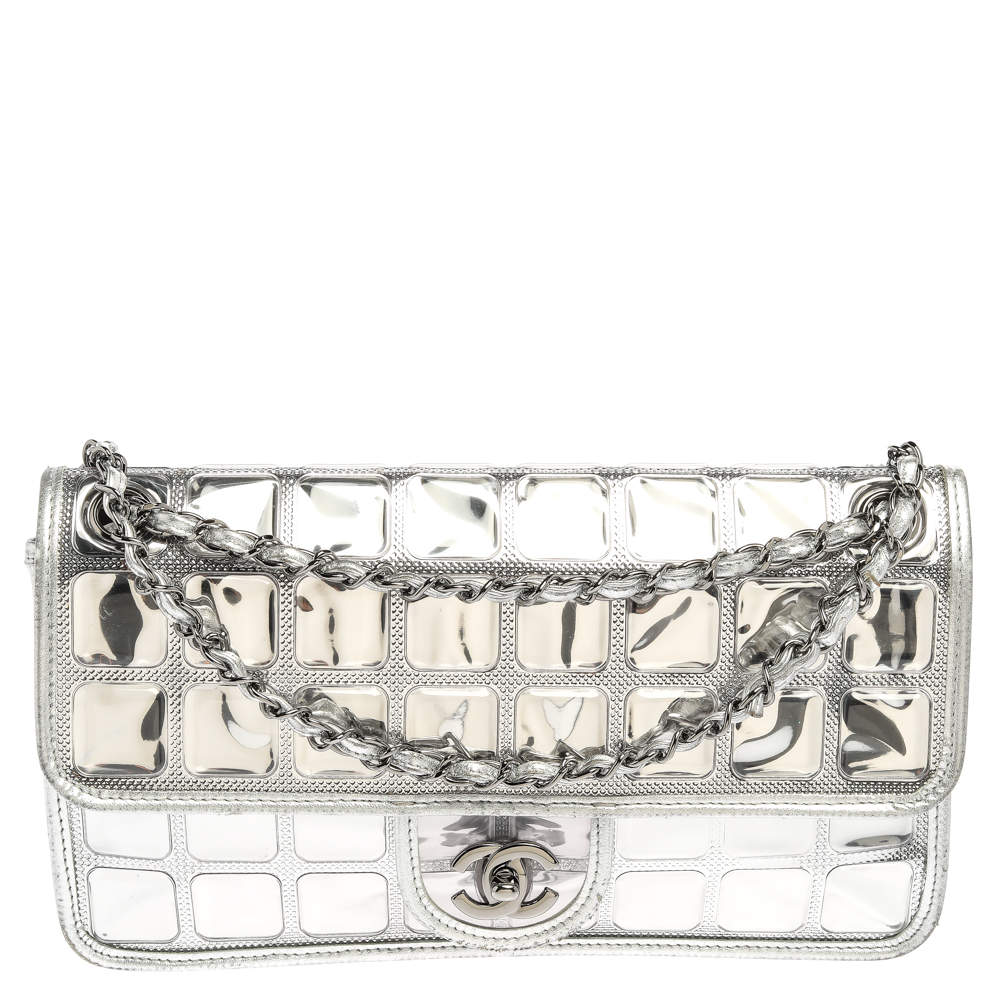 Chanel Silver Leather Ice Cube Limited Edition Flap Bag