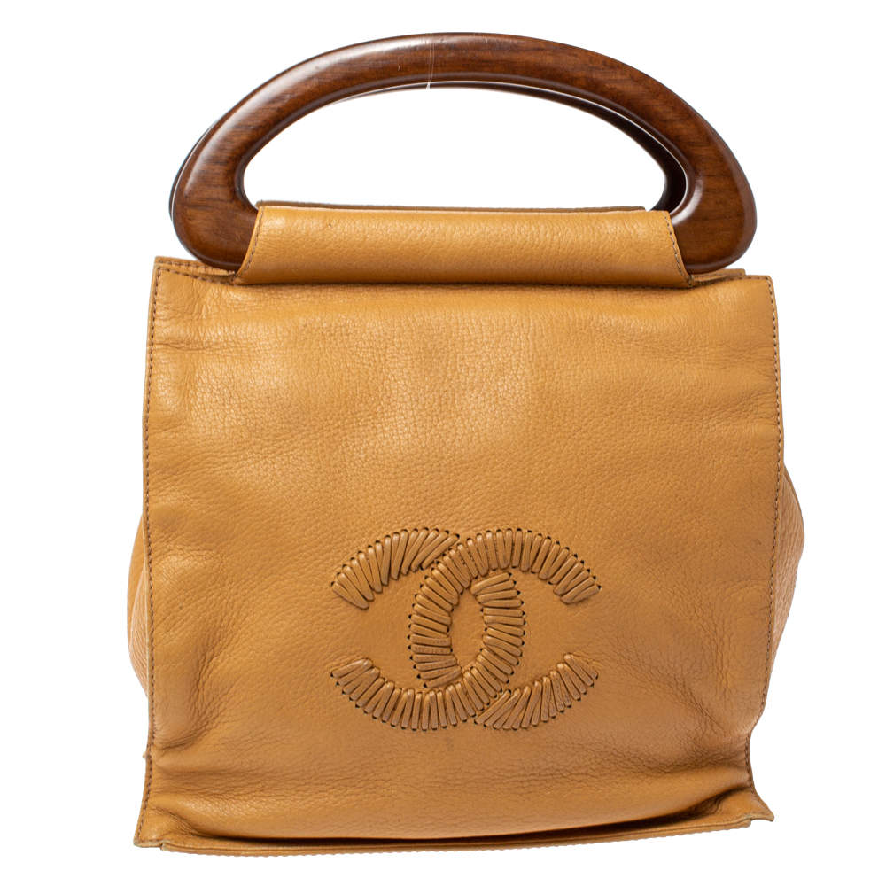 chanel wood handle bag