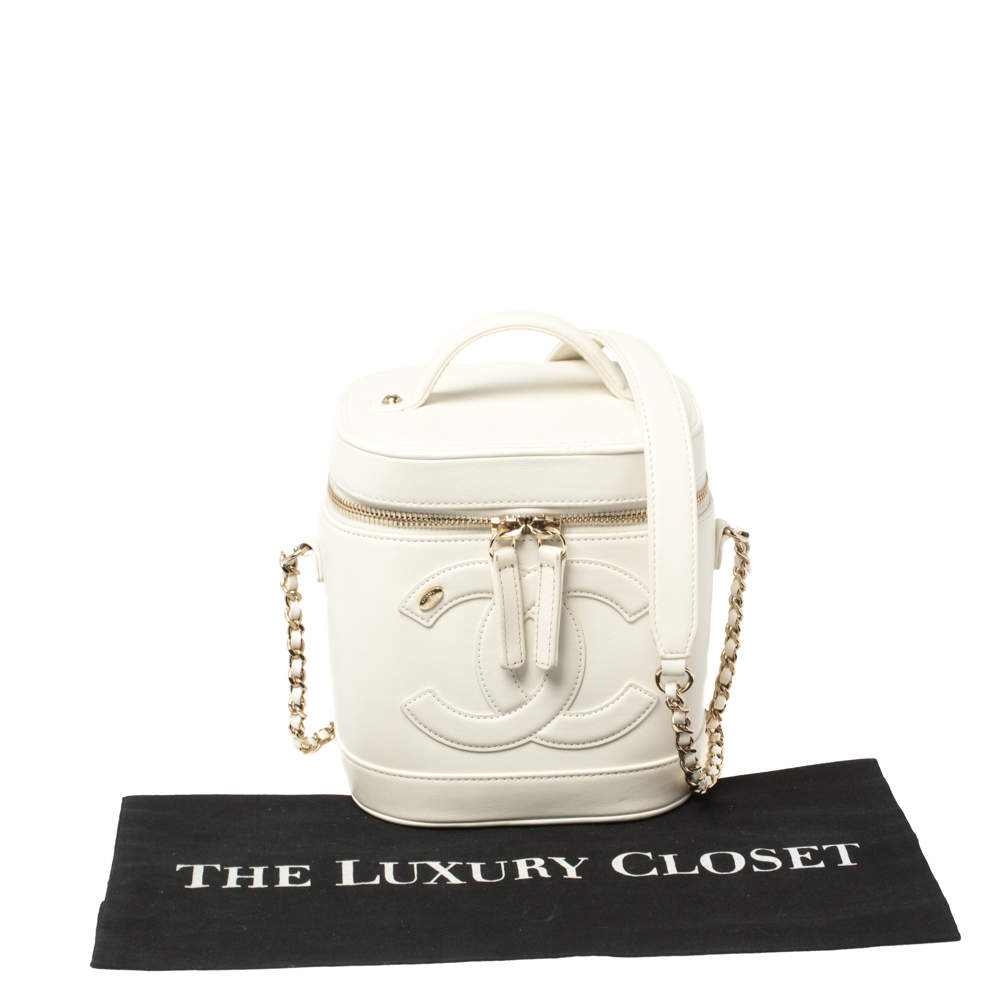Chanel White Leather CC Mania Vanity Case Chanel