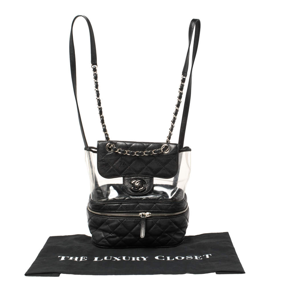 Chanel Aquarium Backpack Black Crumpled Leather & Transparent PVC Small Bag