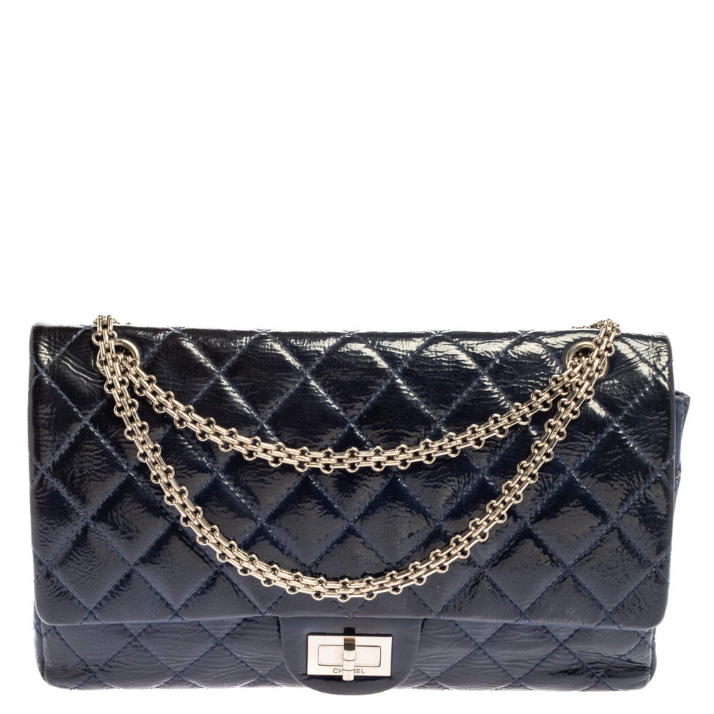 مملوكة مسبقًا Chanel Blue Quilted Patent Leather Jumbo Reissue 2.55 Classic 227 Flap Bag