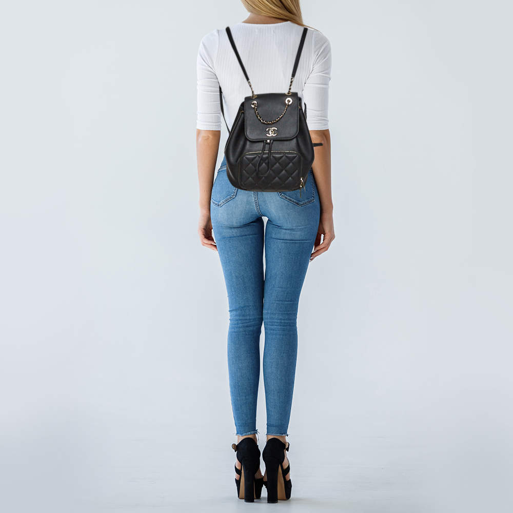 leather chanel backpack black