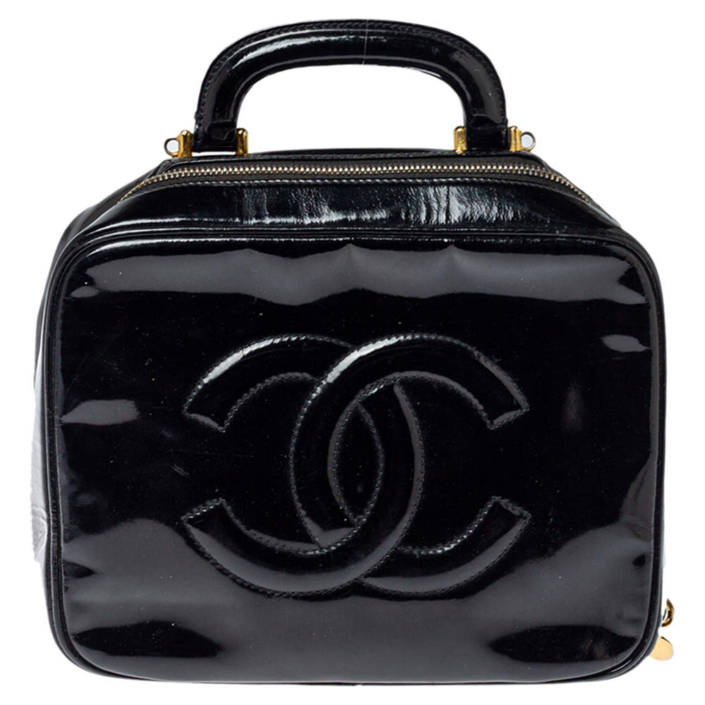 Vintage Chanel Vanity Case Bag in Black Patent Leather (1994/1996) —  singulié