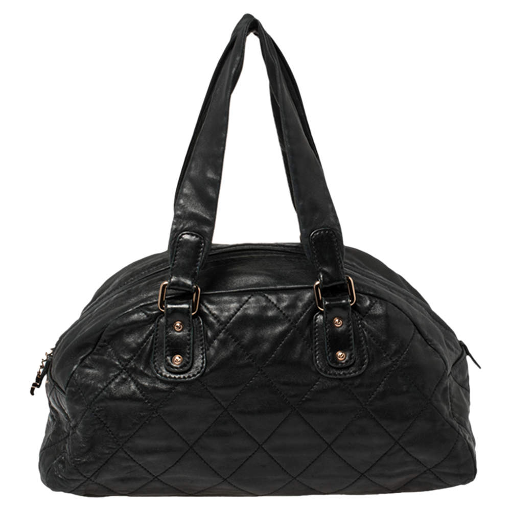 مملوكة مسبقًا Chanel Black Quilted Leather Cloudy Bundle Bowler Bag