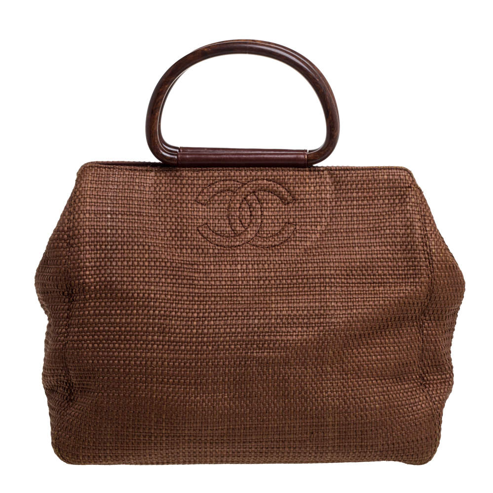 Chanel 1998 Brown Raffia Tote Bag · INTO