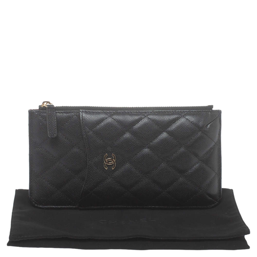 chanel caviar quilted classic flat wallet pouch black