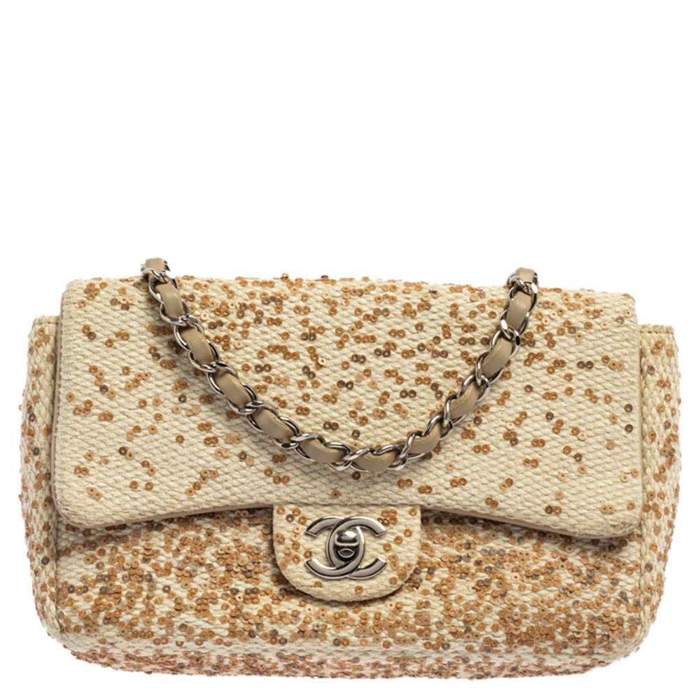 chanel white sequin bag