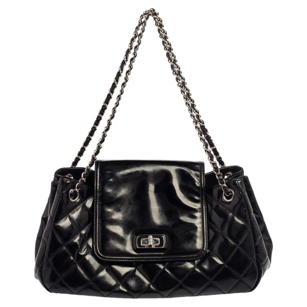 Chanel Black Quilted Patent Leather Reissue Accordion Flap Bag