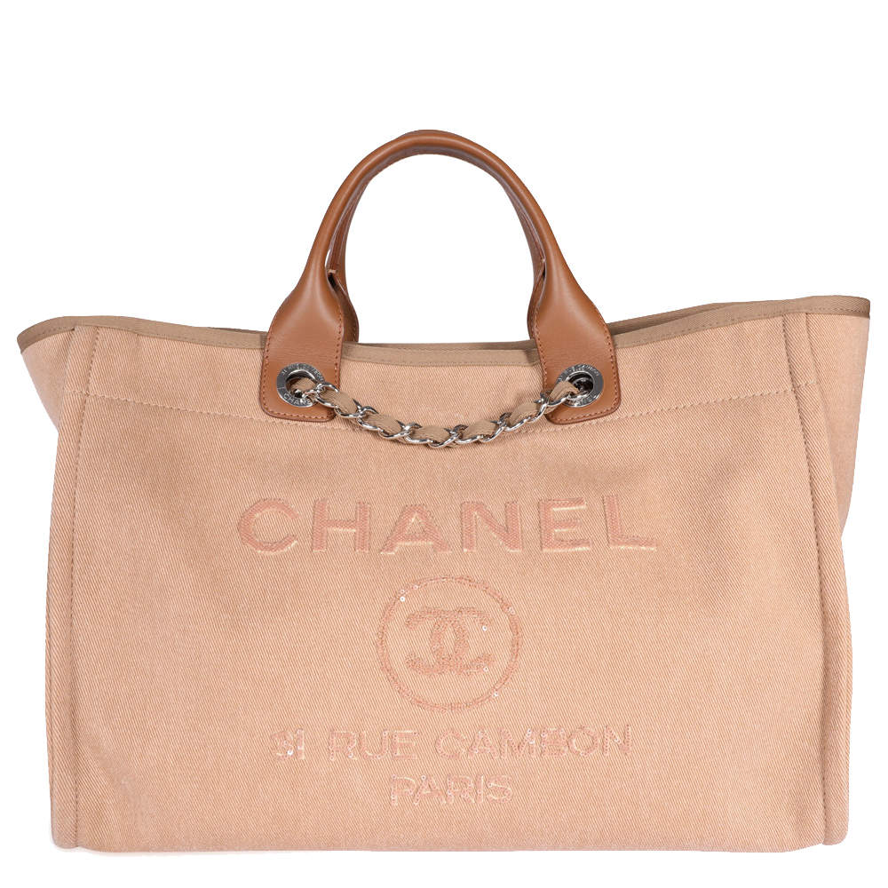 Chanel Beige Canvas Deauville Large Tote Bag