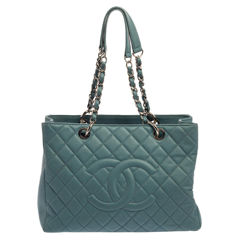 Chanel Teal Quilted Caviar Leather Grand Shopper Tote Chanel TLC
