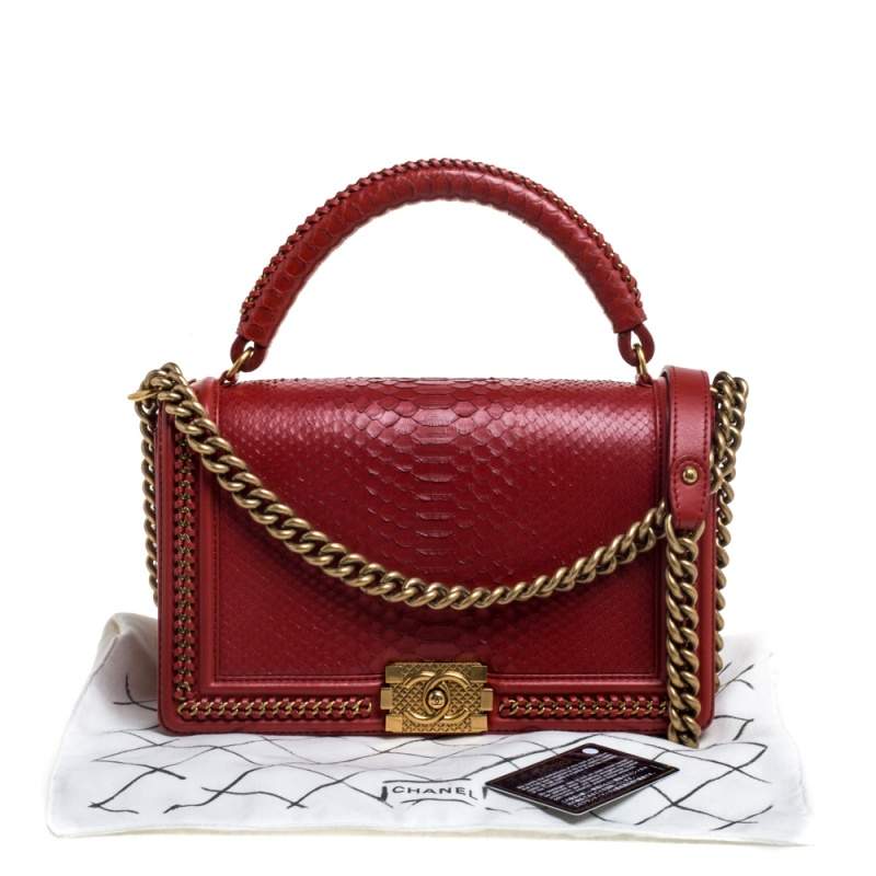 Boy python crossbody bag Chanel Red in Python - 22464937
