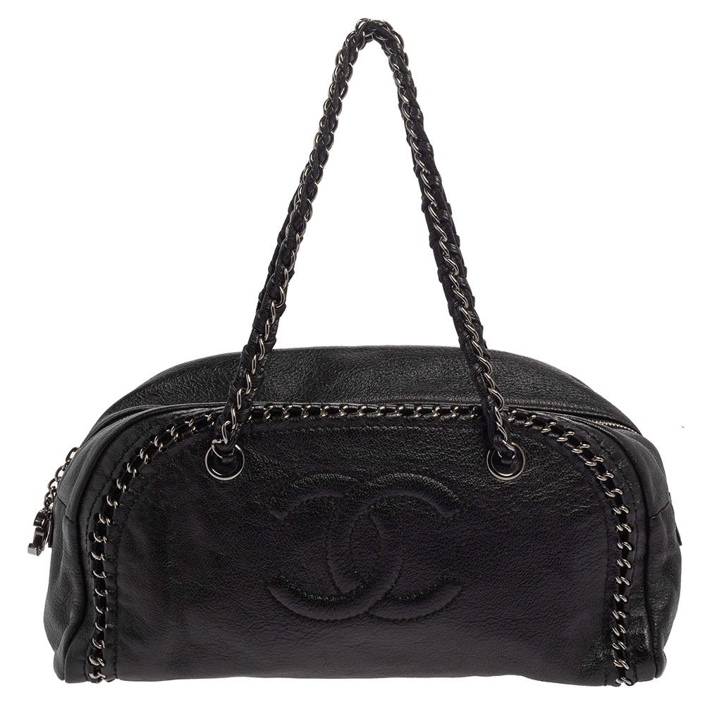 مملوكة مسبقًا Chanel Black Leather Medium Luxe Ligne Bowler Bag