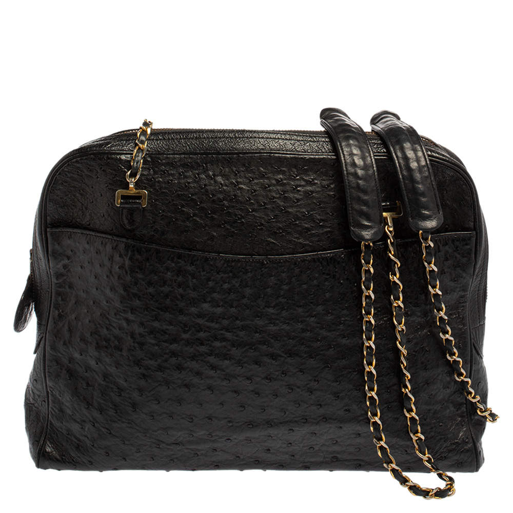 مملوكة مسبقًا Chanel Black Ostrich Vintage Chain Bag