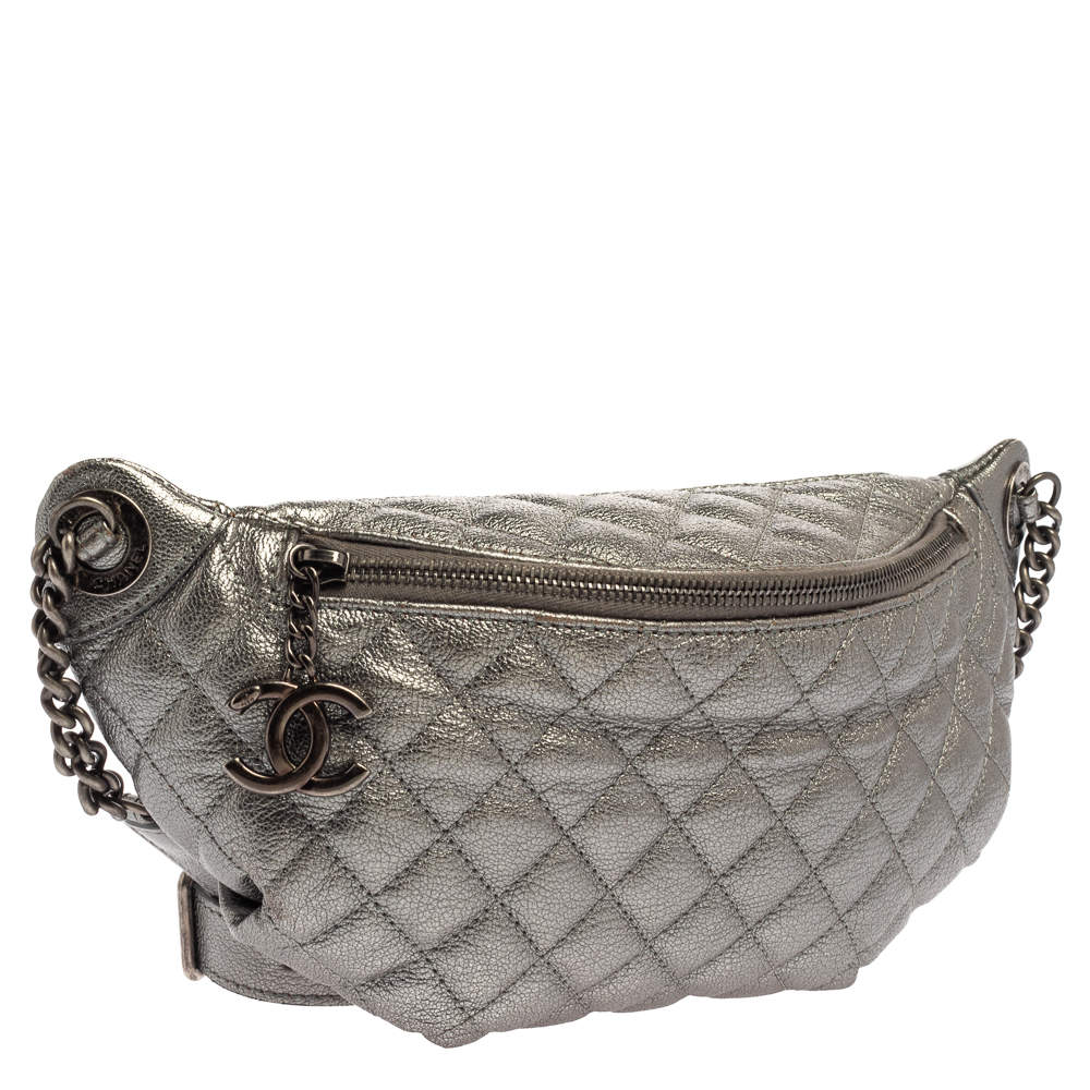 Chanel Metallic Grey Quilted Leather Banane Waist Bag Chanel | TLC