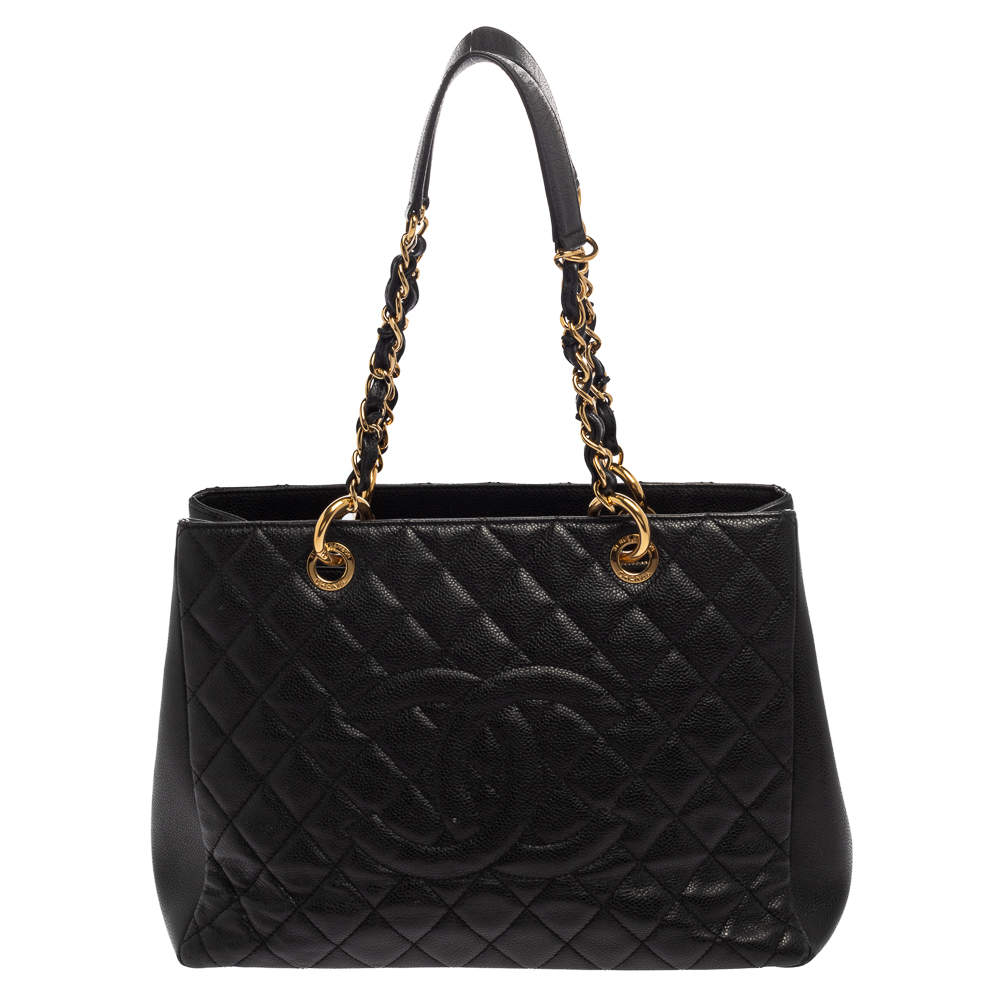 مملوكة مسبقًا Chanel Black Quilted Caviar Leather Grand Shopper Tote
